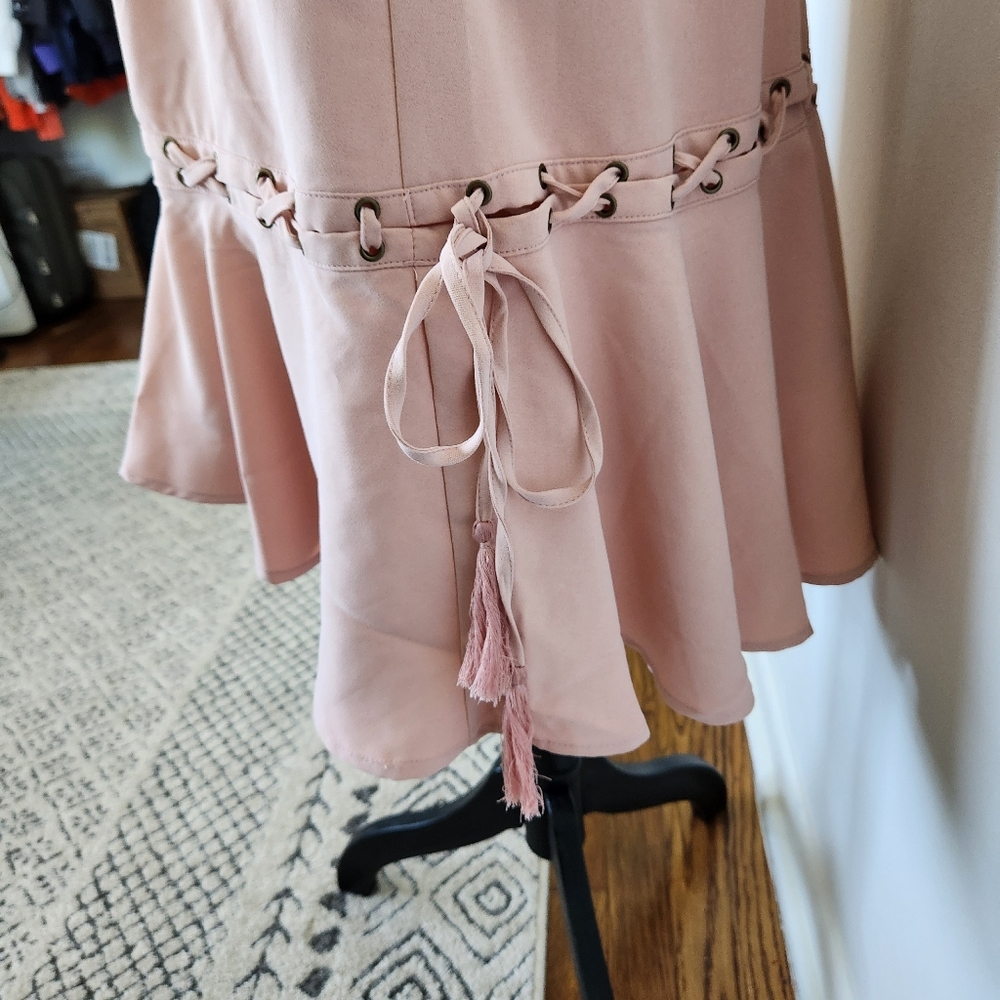 Sugar + Lips Loose Fit Sleeveless Ruffle Bottom Petal Pink Midi Dress Girlypop M - Picture 6 of 14